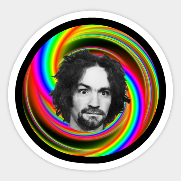 Charles Manson Psychodelic - Crazy Eyes Sticker by RainingSpiders